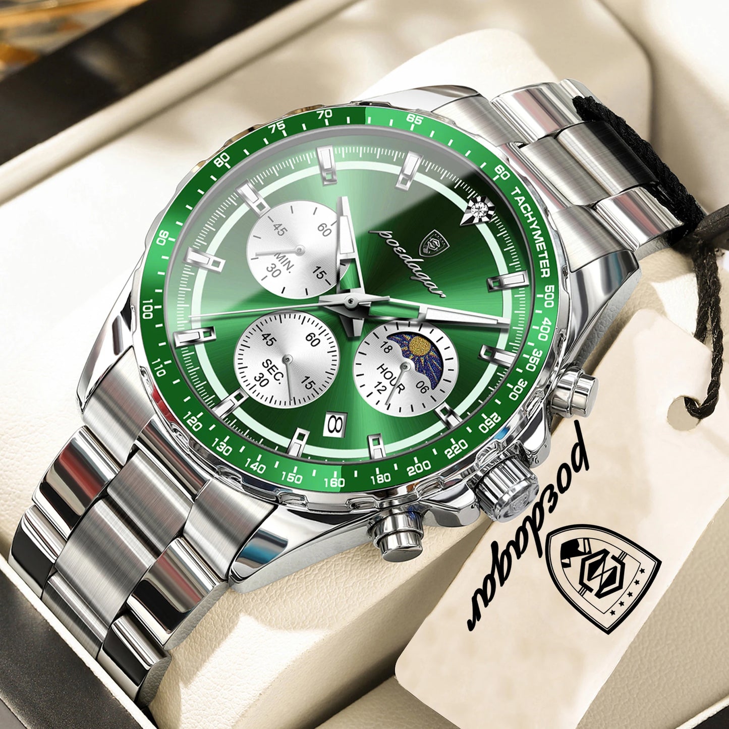 POEDAGAR Business Brand Man Wristwatch Waterproof Stainless Steel Luminous Men Watch Chronograph Date Men's Quartz Watches Reloj