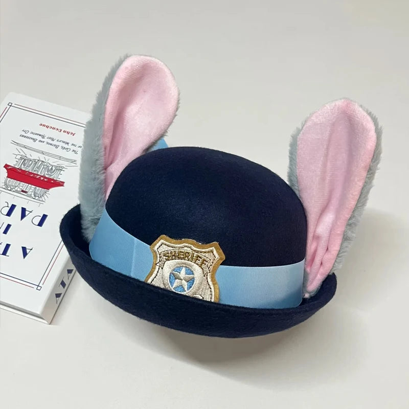 New Disney Zootopia 2 Judy Bendable Bunny Ear Sheriff Hat | Movie Cos Accessory | Xmas/Anime Rabbit Police Headwear