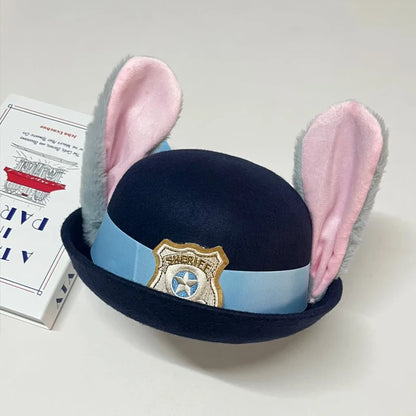 New Disney Zootopia 2 Judy Bendable Bunny Ear Sheriff Hat | Movie Cos Accessory | Xmas/Anime Rabbit Police Headwear
