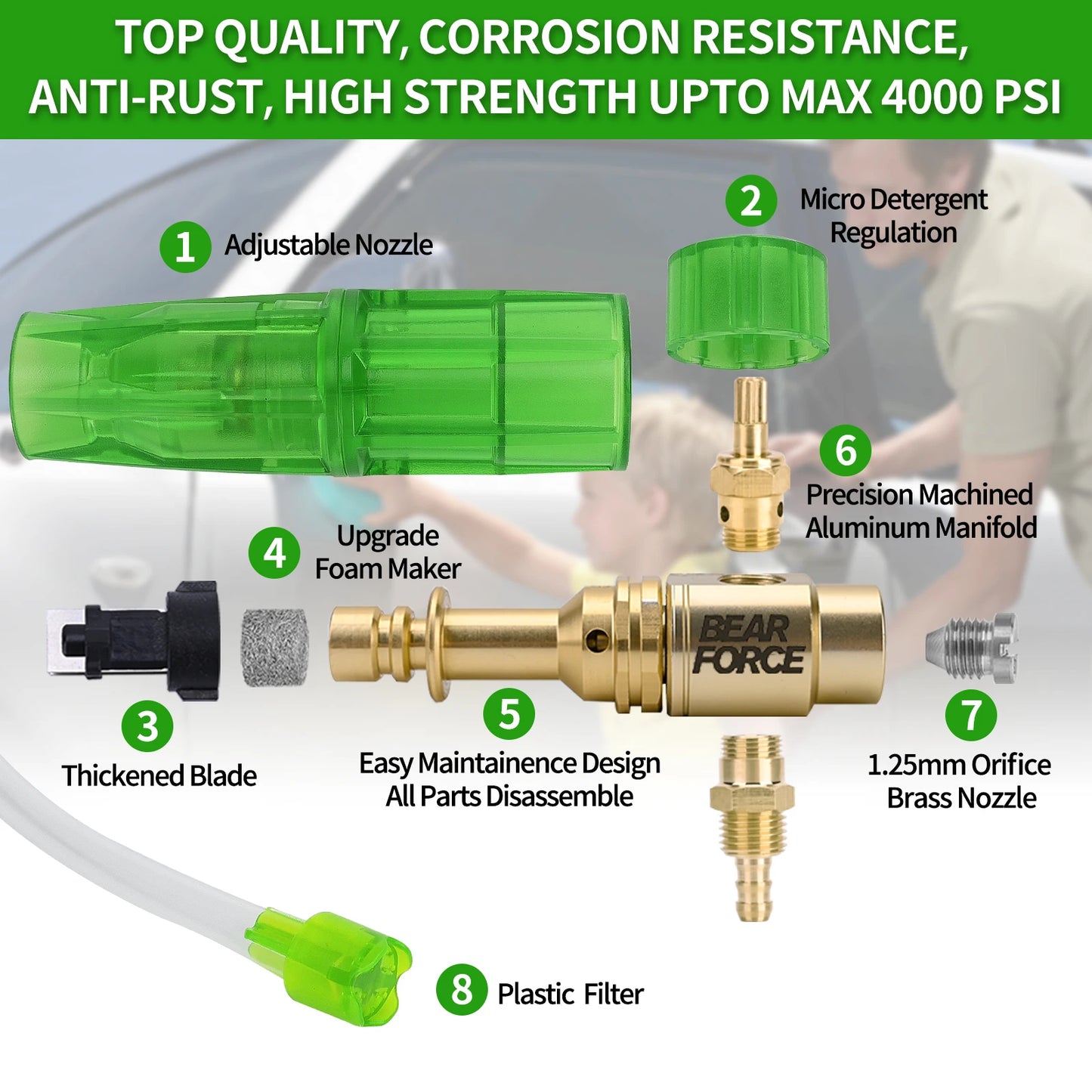 Pressure Washer Aluminum Foam Cannon Foam Generator Snow Foam Lance with 1/4” Quick Connector for Portland Husky Ryobi Greenwork