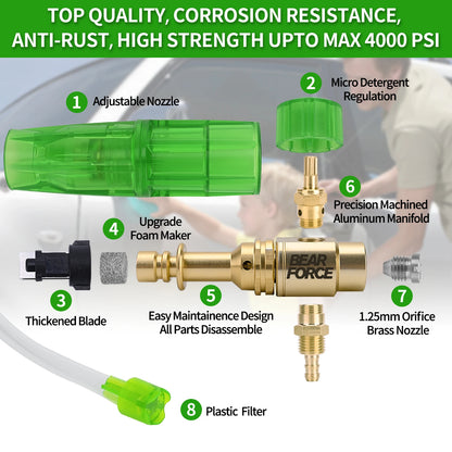 Pressure Washer Aluminum Foam Cannon Foam Generator Snow Foam Lance with 1/4” Quick Connector for Portland Husky Ryobi Greenwork
