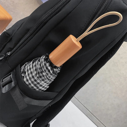 Large Capacity Solid Color Student Backpack Junior and High School Simple Black Travel Backpack