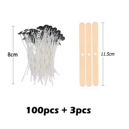 50/100pcs Candle Wicks Holder Waxed Cotton Candle Wicks Set with Stand Original Smokeless Candle Wicks Soy Oil Wax Core Supplies