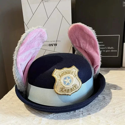 New Disney Zootopia 2 Judy Bendable Bunny Ear Sheriff Hat | Movie Cos Accessory | Xmas/Anime Rabbit Police Headwear