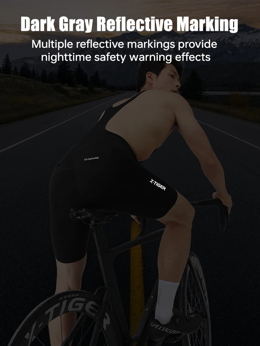 X-TIGER Men's Cycling Bib Shorts 120 Density Gel Cushion Mountain Road Bike Cycling Shorts Outdoor Casual Sports Bib Shorts