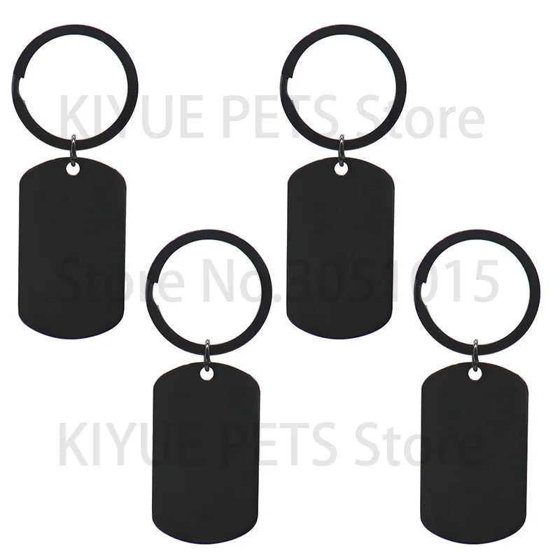 10 Pcs Blank ID Tag Stainless Steel Military  Name Plate Keychain For DIY Accessories Custom Logo Name Women Men Keychain Ring