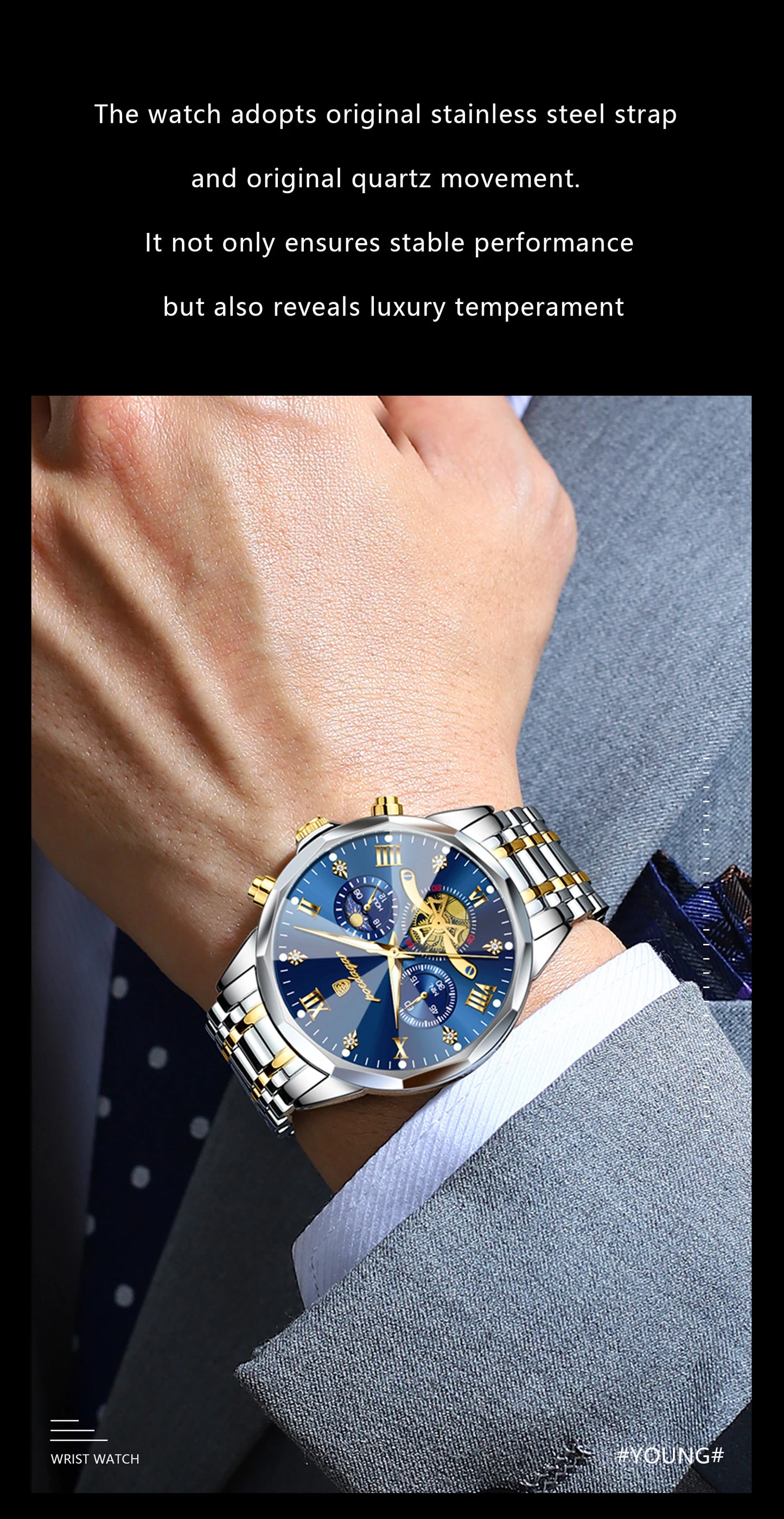 POEDAGAR Luxury Original Men Watch Waterproof Luminous Chronograph Man Wristwatch Stainless Steel Quartz Top Men's Watches Reloj