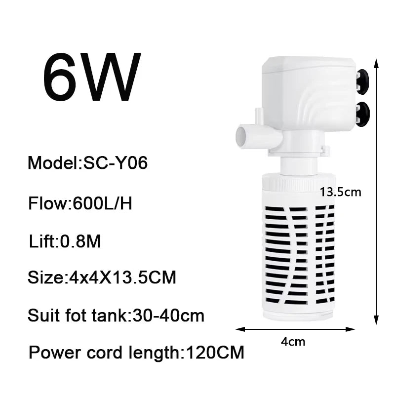 3 in 1 Aquarium Filter Pump Silent Fish Tank Submersible Air Oxygen Aerator Aquarium Air Pump Water Changer Pump Wave Maker 220v