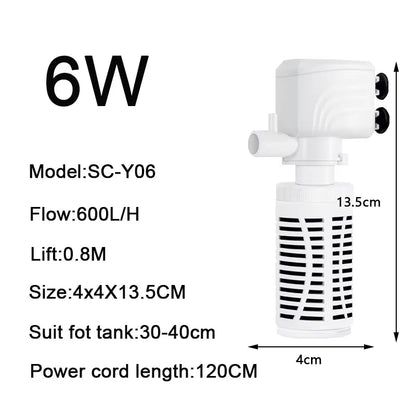 3 in 1 Aquarium Filter Pump Silent Fish Tank Submersible Air Oxygen Aerator Aquarium Air Pump Water Changer Pump Wave Maker 220v