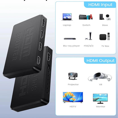 4K 2K HDMI-compatible Splitter 1 in 4 out 4x1 HDTV Switch HDMI-compatible Adapter HD Video Switcher for Xbox PS4 DVD PC Laptop