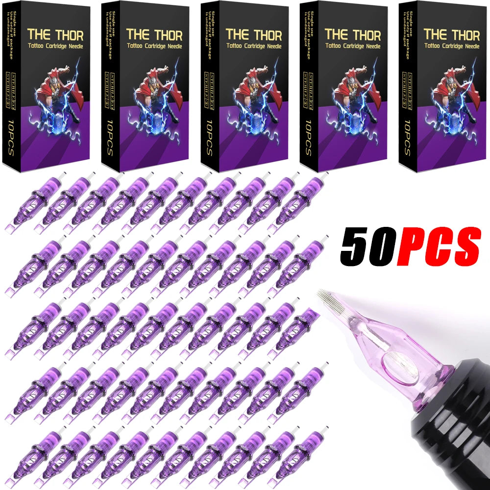 YILONG 50/20PCS Disposable Purple Tattoo Cartridges Needle RM/RL/M1/RS Needle Diameter 0.35MM Tattoo Needle For Tattoo Machine