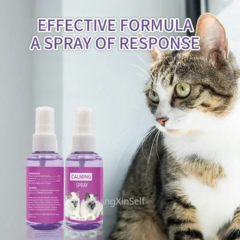 60ml Calming Spray Feline Anti Stress Pheromone Emotional Soothing Spray Health Cleaning Supplies for Cats