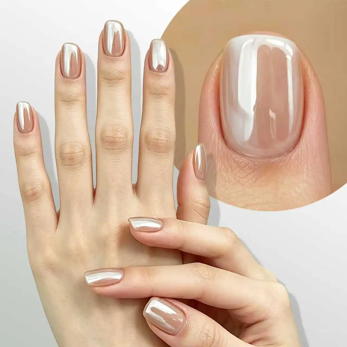 10ML Champagne Color Nail Polish, Fast-Drying, No UV Lamp Needed, Pearl Cream Texture, High Gloss,For Daily Use and Parties