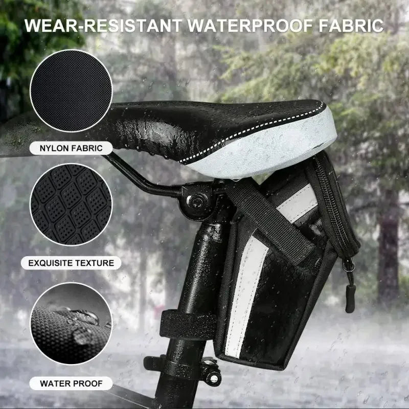 B SOUL Bike Saddle Bag 1L Small Storage Black Cycling Seat Tail Rear Pouch Bag Accessory Kit Tool Reflective Cycling Accessories