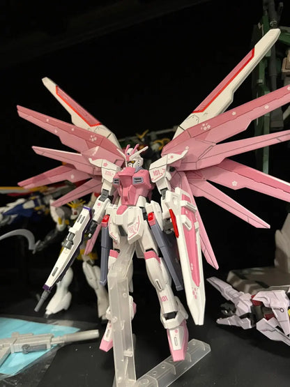ZGMF-X10A HG 1/144 Freshman Freedom Mecha Assembly Model Action Figures Cherry Blossom Color Scheme Children Toy Gift Decorate
