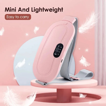Electric Waist Massage Period Cramp Massager Vibrating Heating Belt for Menstrual Waist Stomach Abdominal Warm Palace Belt