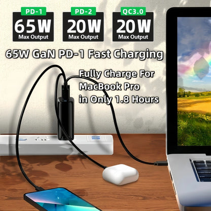 Real 85W GaN Type C Charger USB QC3.0 For Laptop Ipad PPS PD 65W Fast Charge For Samsung Xiaomi iPhone 6-16 Pro Max Mobile Phone