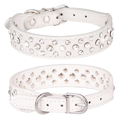 Pet collars for small dogs, pet collars, rhinestone PU collars for cats and dogs, adjustable to prevent pets from being lost