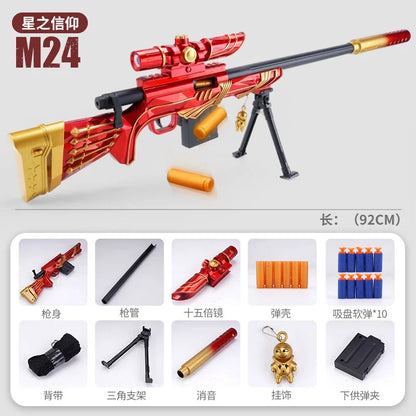 M24 Sniper Rifle Toy Gun Soft Bullet Shooting Manually Loaded Safe for Boys Christmas Gift