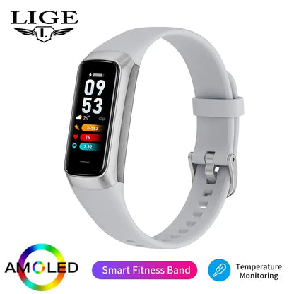 LIGE Amoled Smart Watch Men 2023 Smart Band Women Heart Rate Blood Smartwartch Waterproof Smart Bracelet Sport Fitness Tracker