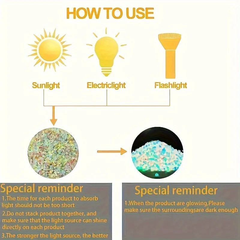 10000pcs 3-5mm Luminous Sand Glow in Dark Pebbles Stone Home Garden Yard Outdoor Path Lawn Decorations Fish Tank Aquarium Decor