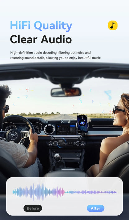 ESSAGER Bluetooth 5.4 Car Adapter Wireless FM Transmitter Audio Receiver&Handsfree Call Auto Stereo Mic Car Adapter Accessories