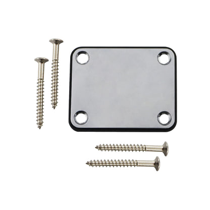 1Set  Bass Guitar Neck Plate,Electric Guitar Neck Joint Connecting Strengthen Plate with Plastic Back Plate & Mounting Screws