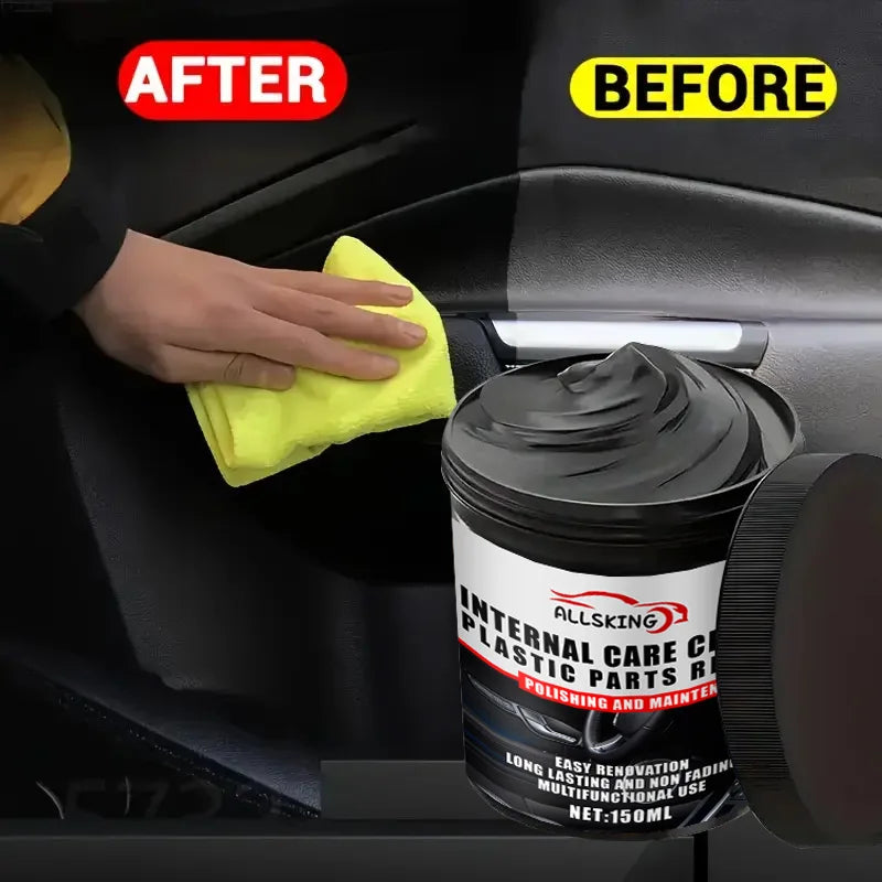 Multi-purpose automotive interior renovation wax plastic parts repair agent, tire protection agent, whitening agent, sponge