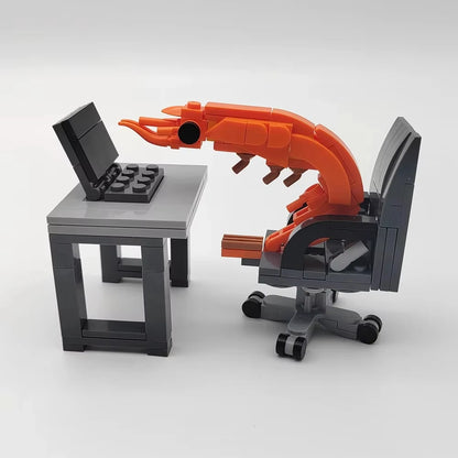 Hot Selling Internet Meme Shrimp Assembly Toy Building Block Toy Joint Movable Funny Creative Gift Office Company Decoration