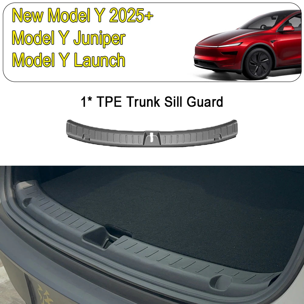 USVOTOV for Tesla Model Y Juniper Launch Model 3 2025 2026 Trunk Sill Guard Cargo Mat Rear Bumper Protector TPE Pads Accessories