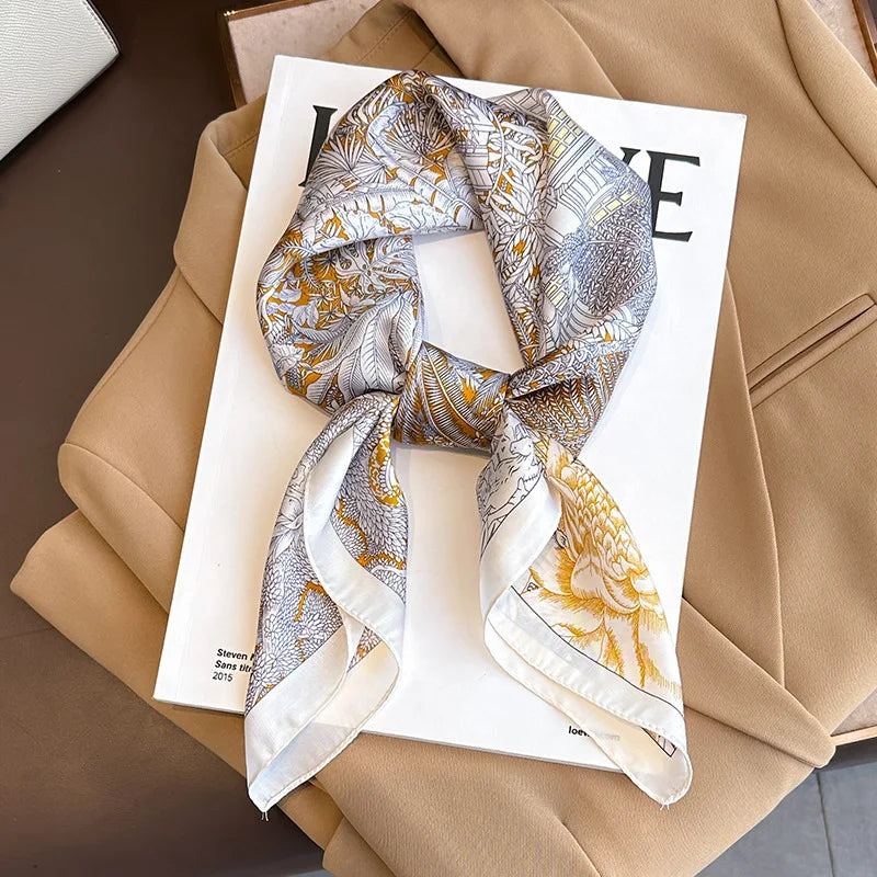 Luxury Brand Silk Square Paisley Scarf Women Satin Neck Hair Tie Band Soft Bandana Neckerchife 2025 Hijab Head Female Foulard