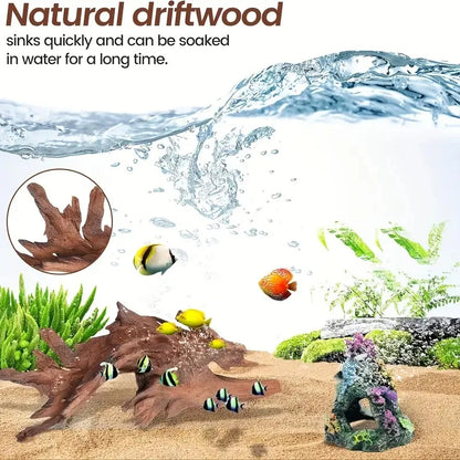 10-15CM Natural Driftwood Aquarium Decor - Premium Wood Fish Tank Ornament, Authentic Wooden Landscape for Aquatic Environments