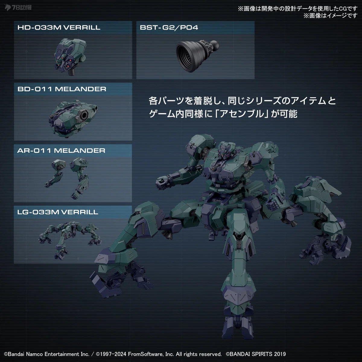 Bandai Genuine 30MM ARMORED CORE VI NIGHTFALL STEEL HAZE BD-011 MELANDER Liger Tail CC-2000 ORBITER Anime Figure Assembly Model