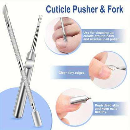 Stainless Steel Nail Care Set: Precise Stratum Corneum Remover and Calluses Trimmer - Including Nail Files and Cleaning Agents