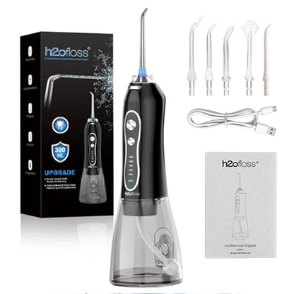 H2ofloss Cordless Water Flosser 5 Modes 300ml 2500mAh USB Rechargeable Portable High Pressure Oral Irrigator for Teeth Cleaning