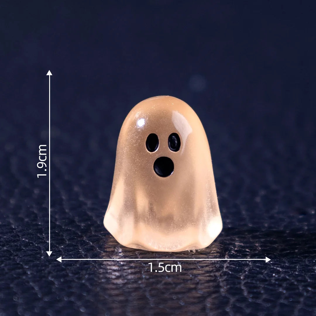 10pcs Creative Luminous Little Ghost Cute Beads DIY Decorative Pendant Accessories Miniature Micro Landscape Halloween Ornament