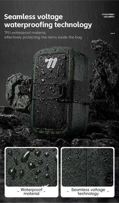 WEST BIKING Bicycle Saddle Bag 600D TPU Seamless Waterproof Wear-Resistant Rotating Lacing Buckle Mini Saddlebag Bike Accessory