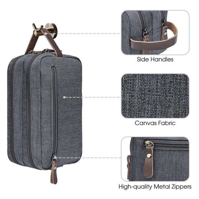 Foldable Men's Travel Toiletry Bag, Large Capacity Oxford Cloth Waterproof Bag, Double-Layer Storage for Cosmetics & Toiletries