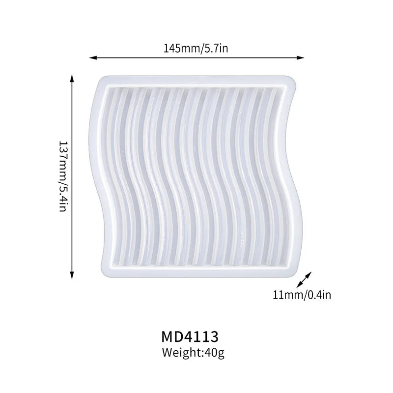 Geometric Tray Resin Mold Epoxy Resin Wave Shaped Silicone Molds for Cup Mat Holder DIY Home Decor Gypsum Ornaments Making Mould