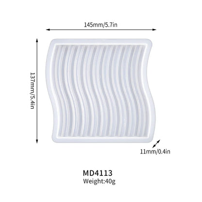 Geometric Tray Resin Mold Epoxy Resin Wave Shaped Silicone Molds for Cup Mat Holder DIY Home Decor Gypsum Ornaments Making Mould