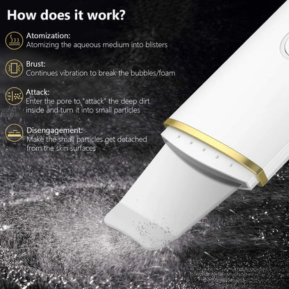 Ultrasonic Skin Scrubber Face Spatula Pore Cleaner Blackhead Remover Shovel Skin Care Tool for Facial Lifting and Deep Cleansing