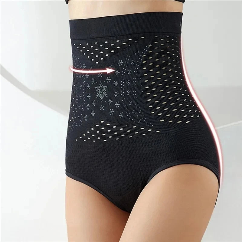 Unique Fiber Restoration Shaper Brief Women Tummy Control Shapewear Hollow Out Fat Burning Slimming High Waist Underwear Panties