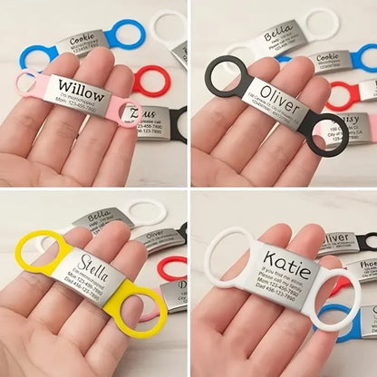 Custom Cat Dog ID Personalized Pet Collar Tag Engraving Charm Name Pendant Bne Necklace Puppy Key Ring Pet Accessories