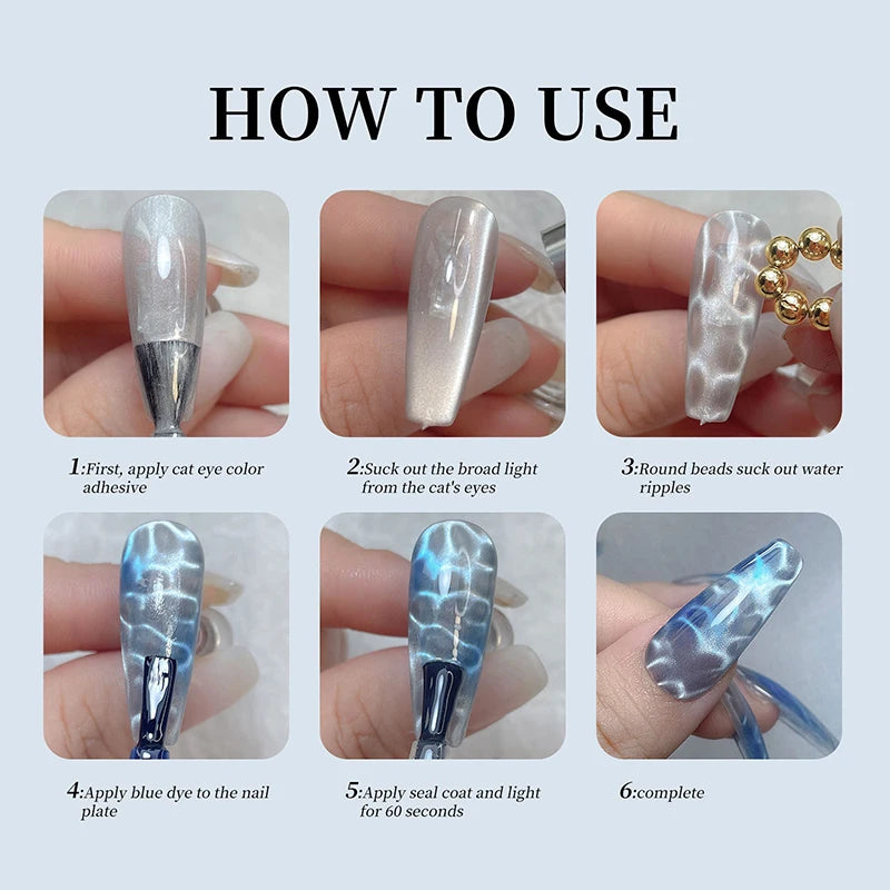 10pcs/20pcs Water Ripple Cat Eye Magnetic Gel Beads Multifunctional Nail Art Flower Carving Cat Magnet DIY Nail Art Design Tool