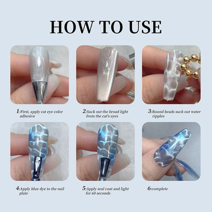 10pcs/20pcs Water Ripple Cat Eye Magnetic Gel Beads Multifunctional Nail Art Flower Carving Cat Magnet DIY Nail Art Design Tool