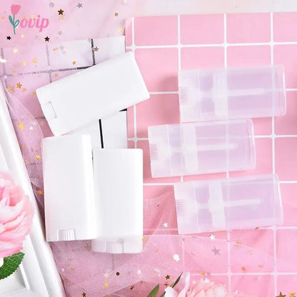 10pcs/lot About 15g Portable Deodorant Containers Clear White Lipstick  Lip Tube Plastic Empty Diy Oval Lip Balm Tubes