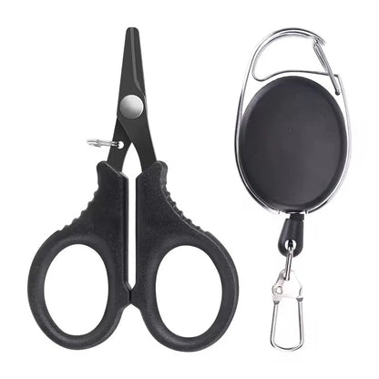 WEIHE Steel Fishing Scissors Set pesca Scissors With Badge Reel Cutting Line Tool Fishing Tools