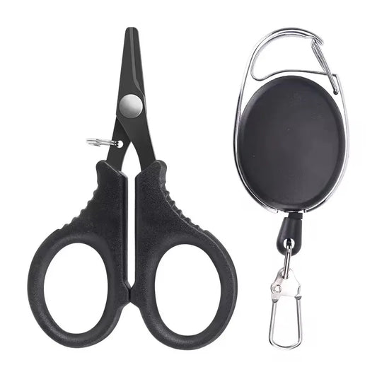 WEIHE Steel Fishing Scissors Set pesca Scissors With Badge Reel Cutting Line Tool Fishing Tools
