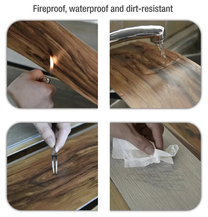 10Pcs 40x15cm PVC Floor Stickers Self-adhesive Stickers Waterproof Thickened Wood Grain Floor Stickers Stickers Living Room