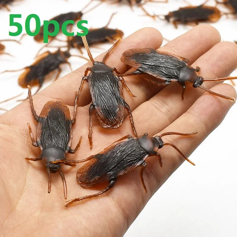 5-50Pcs Halloween Gadget Plastic Cockroaches Joke Decoration Props Rubber Toy Gags Practical Jokes Toys Plastic Bugs Cockroach